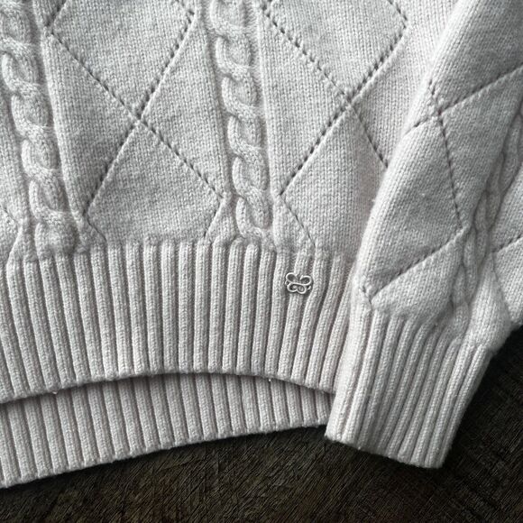 Sunday Best Aritzia Sweater Womens XS Light Pink Cable Knit Merino Wool Crop - Picture 5 of 9